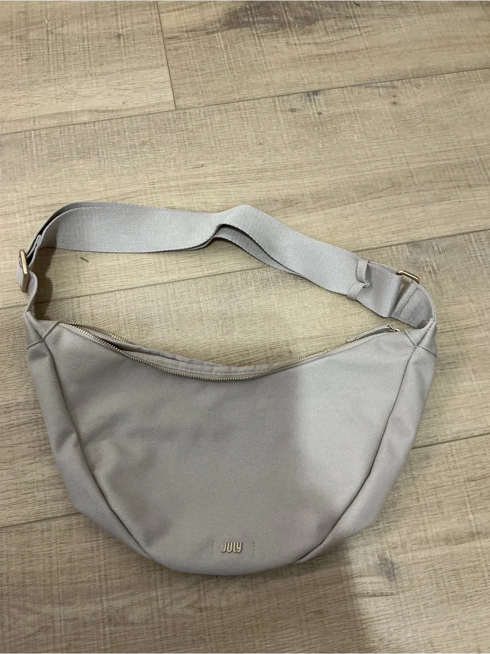 July Crescent Crossbody Bag in Light Gray
